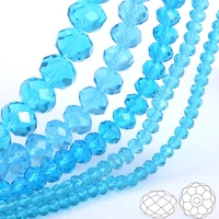 olingart 346810mm round glass beads rondelle austria faceted crystal sea blue sky blue color loose bead diy jewelry making