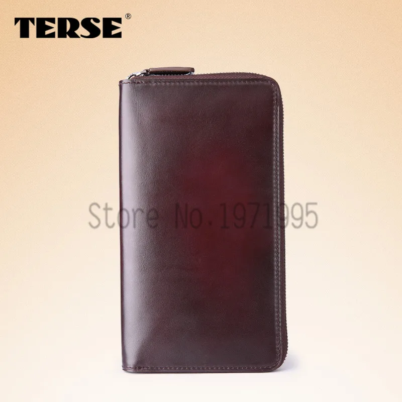TERSE мужской кожаный кошелек деловые Длинные кошельки на молнии 6 цветов Роскошный