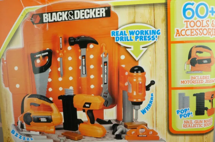 HSB-toys BLACK & DECKER Junior Power Tool Workshop 50+ tools&accessories  real working - AliExpress