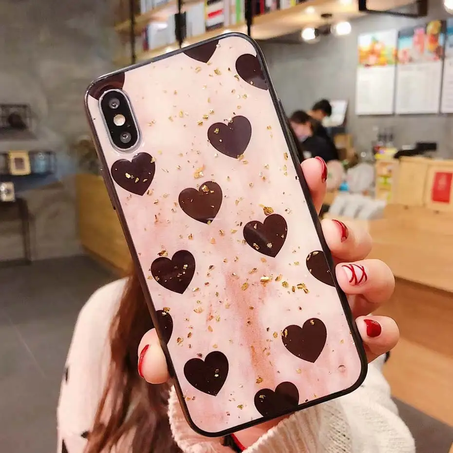 Glitter Gold Foil Case For iPhone XR XS MAX 6 7 8 X Luxury Bling Back Cover 8Plus 6s Plus fundas Coque |