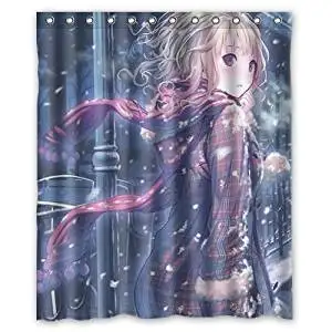 christmas decorations for home Anime Red cloth girl 160x180cm Waterproof Fabric Bathroom Shower Curtain | Дом и сад