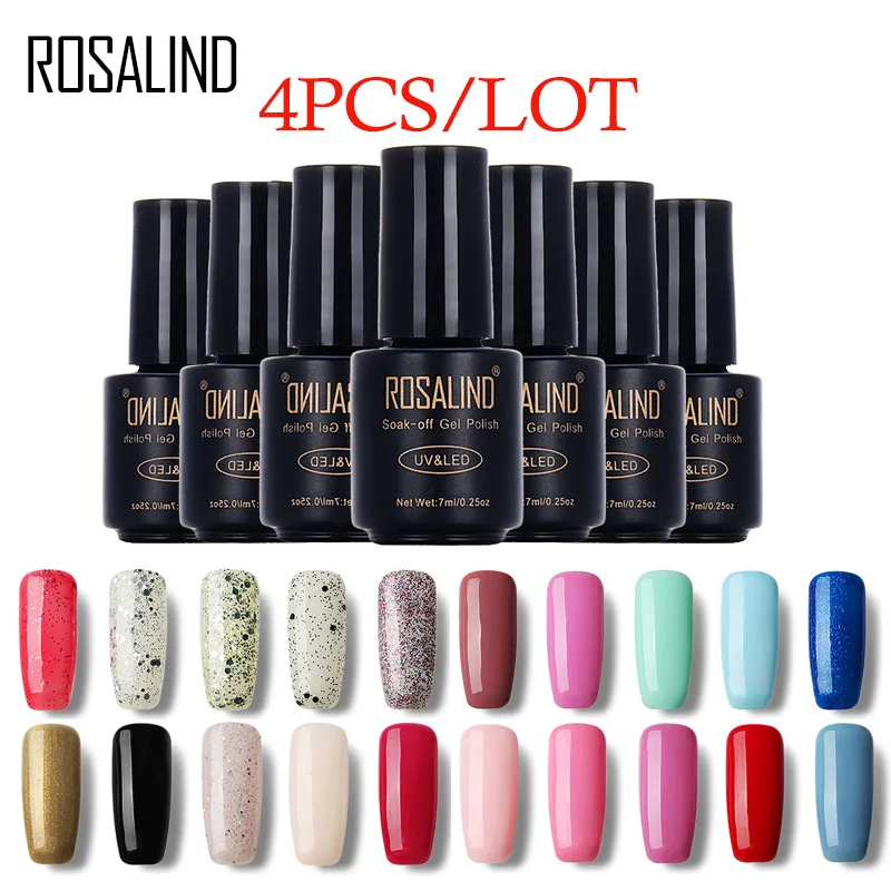 ROSALIND (4 шт./лот) 7 мл 60 цветов на выбор Гель лак для ногтей длительное впитывание