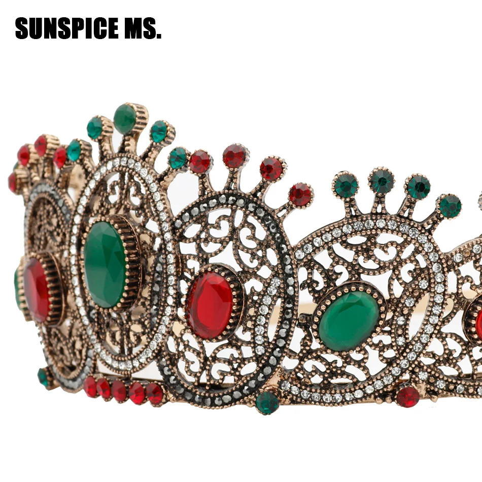 Gorgeous Bohemia Women Resin Round Antique Tiaras Crown Indian Morocco Vintage Jewelry Ethnic Wedding Hairbands Hair Gifts | Украшения и