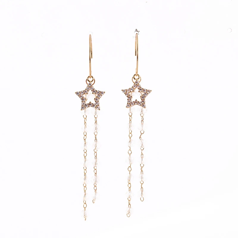 

Constellation Earrings Rhinestone Jewelry Gold Plating Star Tassel Earrings