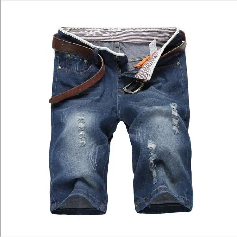 2019 новые летние мужские джинсовые шорты повседневные Прямые однотонные до
