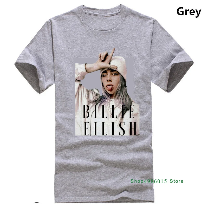 Серый Billie Eilish футболка Billie Eilish Fans белая хлопковая Мужская S-3XL от поставщика хлопковая Футболка Топ Футболка размера плюс - Цвет: Серый