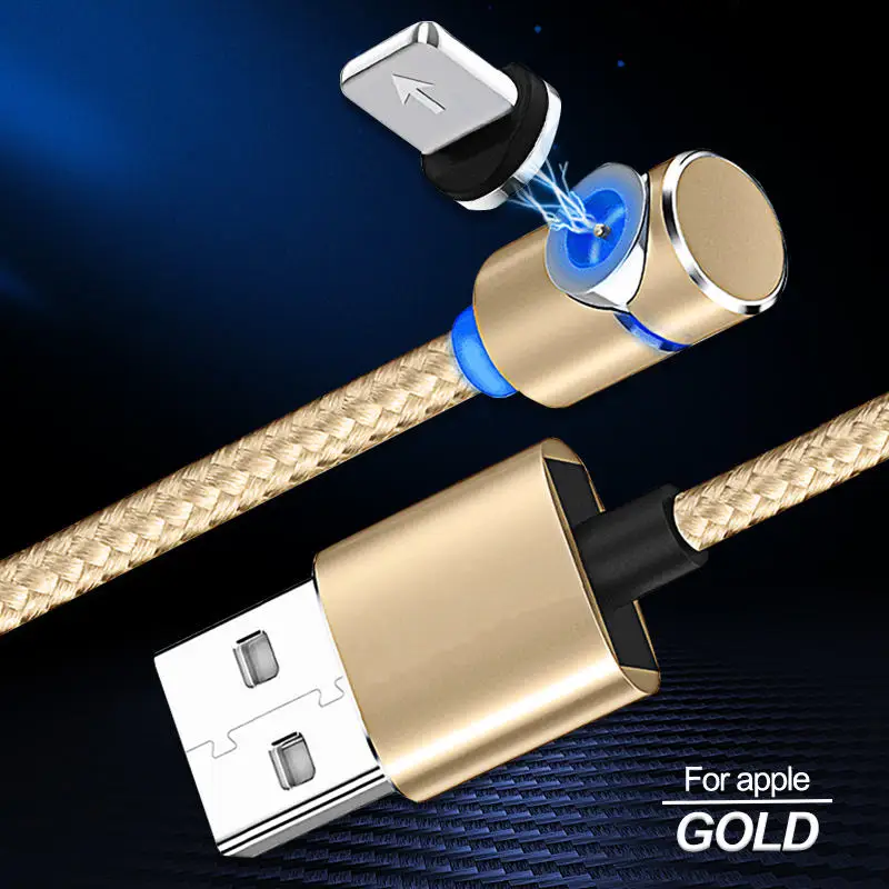 Gold For Apple 1 м/2 м Магнитный кабель Micro usb type C зарядное устройство для iPhone XS X XR 8 7 6s 6 samsung S9 8 Магнит Android телефон Быстрая зарядка кабель - Цвет: Gold For Apple