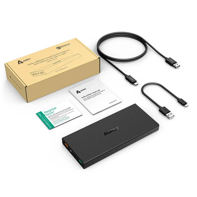 AUKEY Quick Charge 2 0 16000 мАч Мощность Bank USB Портативный внешний Батарея Быстрый Телефон