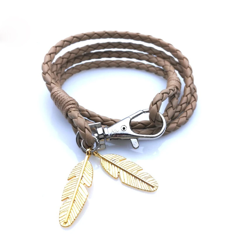 Мужские браслеты с перьями золотые цепочкой спортивные металлической обмоткой