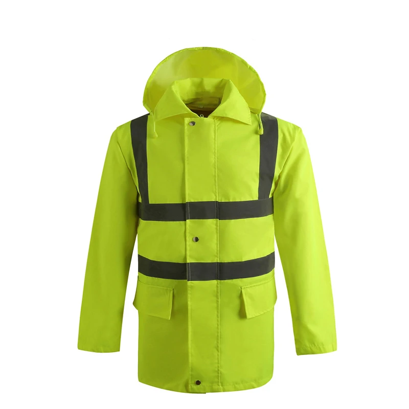 

High Visibility Reflective Raincoat/Rain Coat Jacket for Police/Traffic Staffs Hi Vis Workwear Waterproof Jacket Men Free Ship