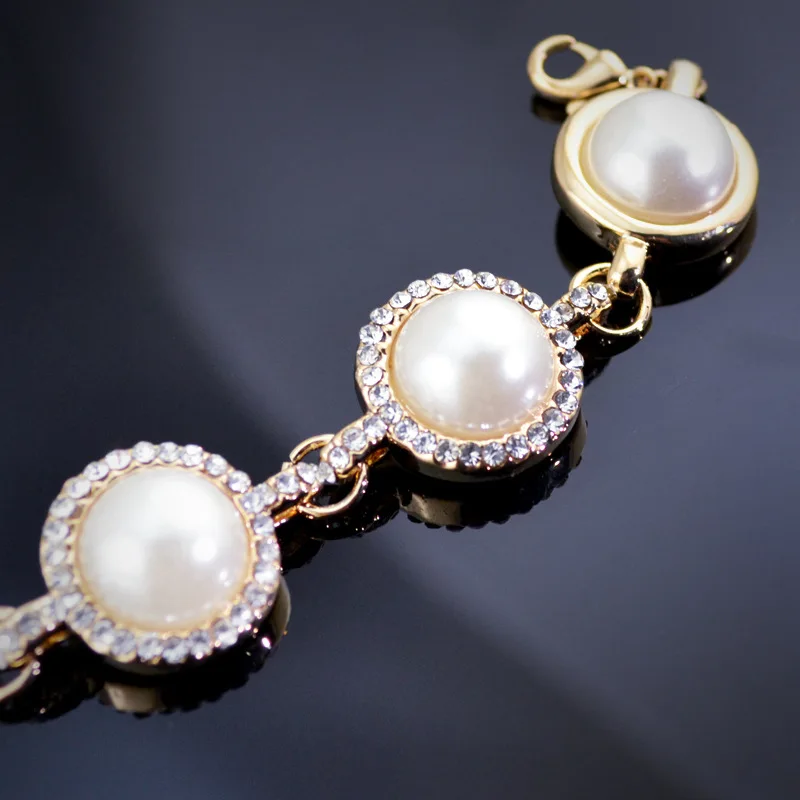 Korean New femme Simple elegant crystal pearl goddess temperament girls bracelet for women fashion jewelry wholesale FSB517 | Украшения и