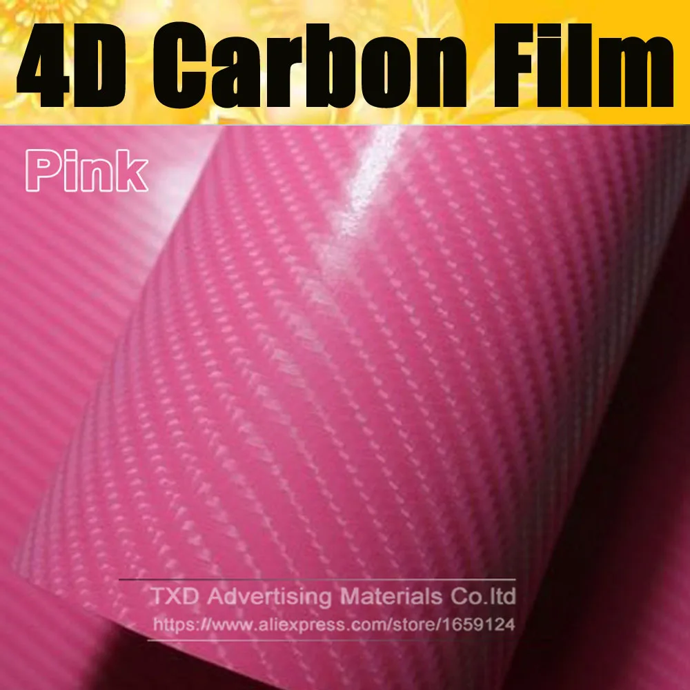 

Car styling bright 4D PINK Carbon Fiber Vinyl film Colored Glossy Carbon Fiber Vinyl Film Auto Wrapping Vinyl Wrap