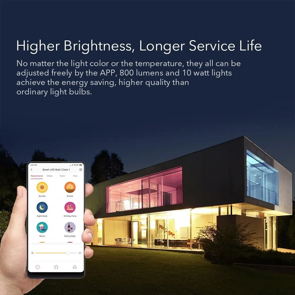 Умная Светодиодная лампа Xiaomi Yeelight английская версия цветная 800 люмен 10 Вт E27