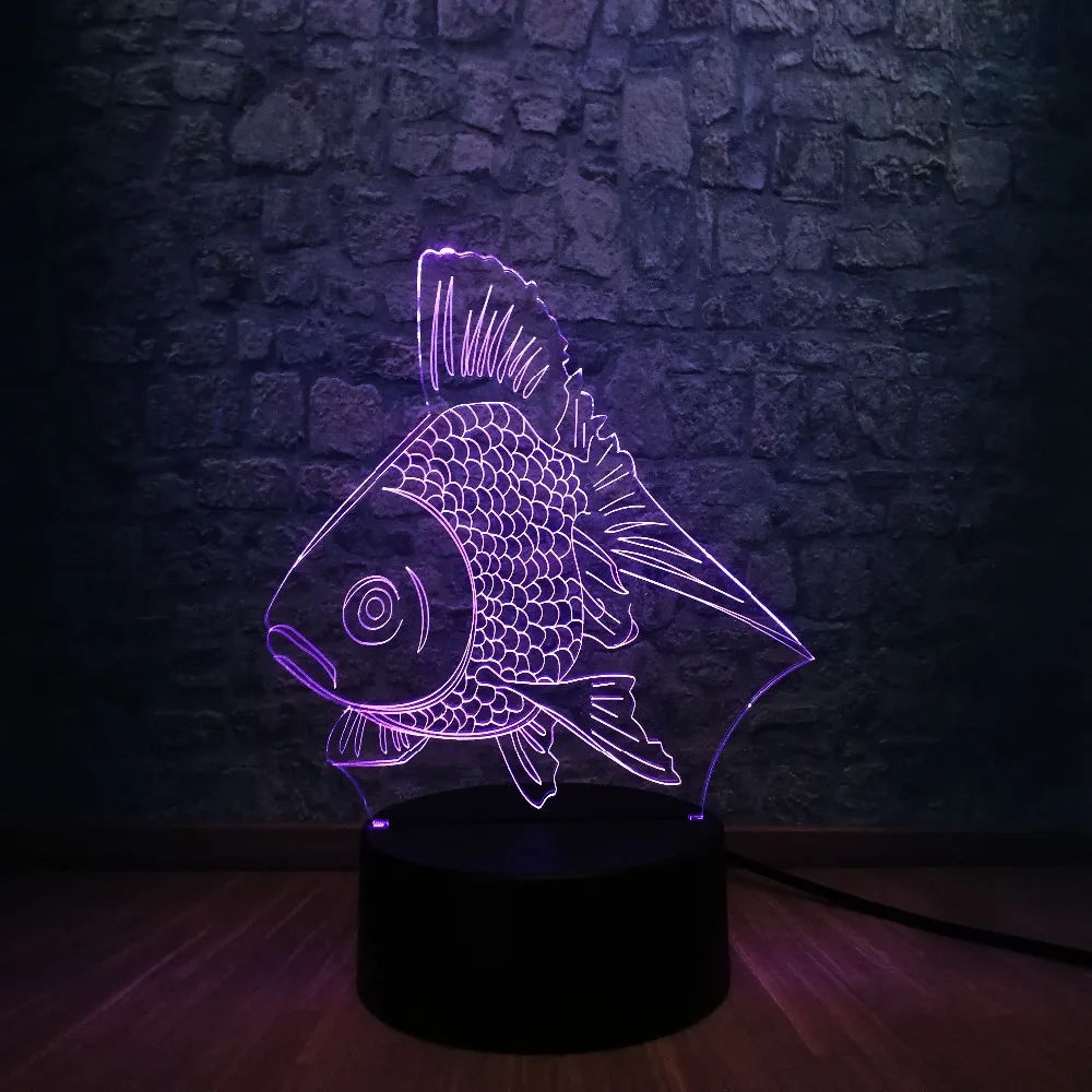 7 цветов Изменение 3D золотая рыбка USB Светодиодная лампа детский подарок на день