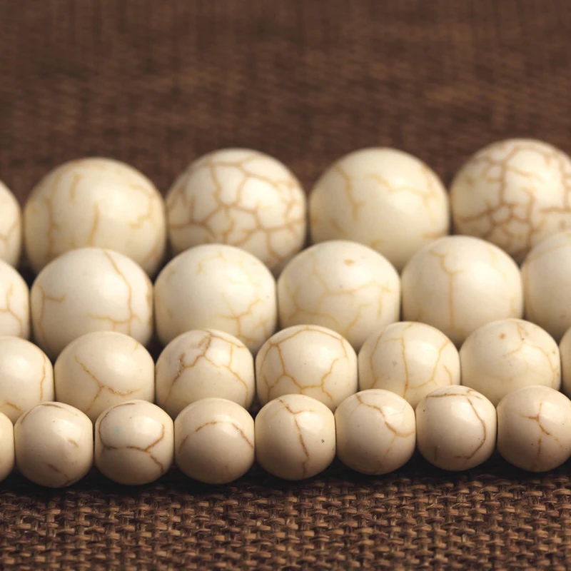 Бусины Из Натурального белого бирюзы Howlite круглые свободные бусины из