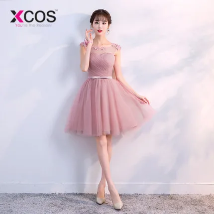 XCOS 6 стилей пыльные розовые короткие платья для невесты Кружева Дешевые