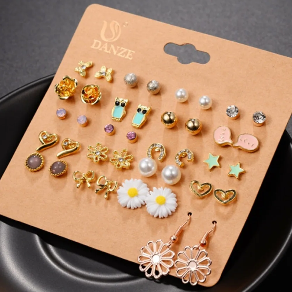 Корейская Стиль стержня ювелирных изделий/Post Earrings Set 20 чел плиты Pearl Bow Stud/Post