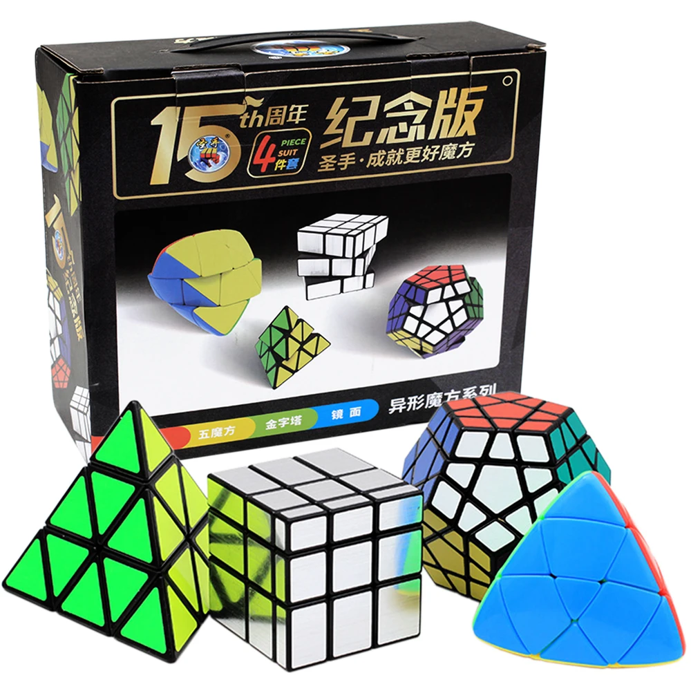 4 шт./компл. ShengShou Магия кубики 3*3 зеркало куб 3x3x3 Пирамида 3 слоя Треугольники Megaminx скорость Mastermorphix Cubo Megico