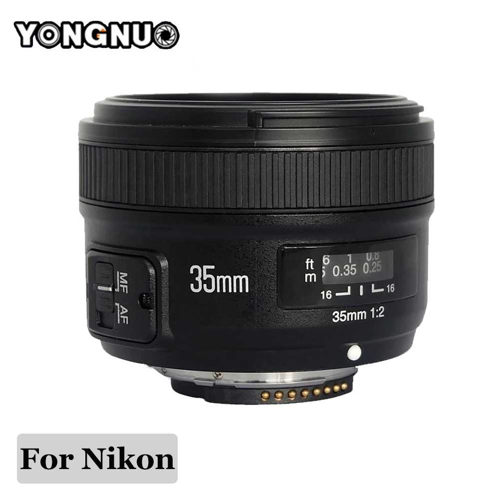 YONGNUO YN35mm объектив YONGNUO 35 мм F/2 широкоугольный объектив с большой апертурой фиксированный объектив с автофокусом для Nikon d7100 d3100 d5300 d7000 d90 d5200