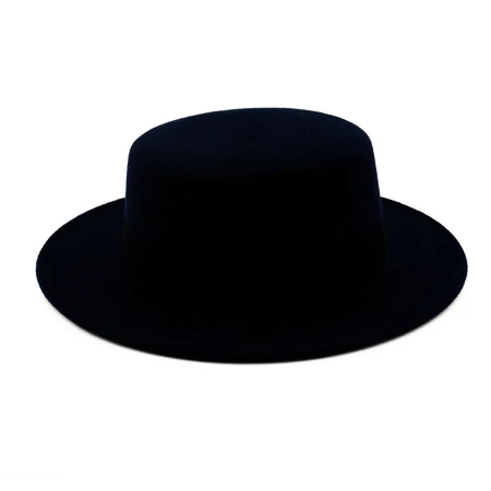 [DINGDNSHOW] модная шляпа Федора из шерсти Sombrero Hombre Зимняя кепка фетровые шапки женские шляпы Hombre плоская шляпа - Цвет: black adult