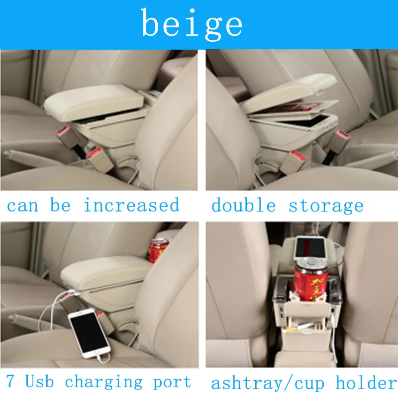 A-beige Автомобильный многофункциональный модифицированный центральный подлокотник для Jeep Renegade Volkswagen VW Passat B6 B8 B7 CC Polo Lada Granta Vesta - Название цвета: A-beige