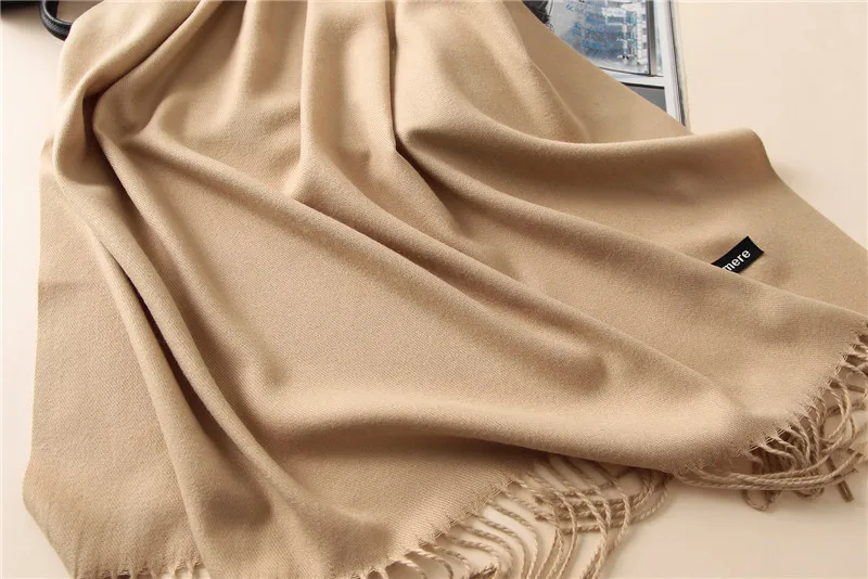 2018 роскошный фирменный осенне зимний однотонный шарф для женщин шали Пашмина