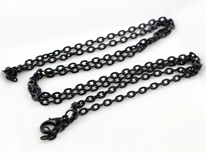 Black 5 шт./лот, 4*3 мм, диаметр 50 см, длина 70 см, 8 цветов, с покрытием, ручная работа, сплющенная цепочка, ожерелье, разъем для шармов, база и лоток - Цвет: Black