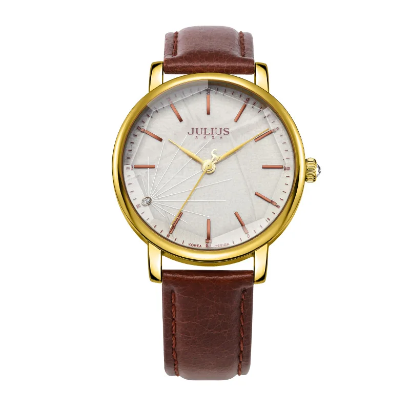 Brown JULIUS JA-888 женские стильные текстильные кварцевые часы с пауком женские модные повседневные наручные часы винтажные часы золотой дизайн Montre - Цвет: Brown
