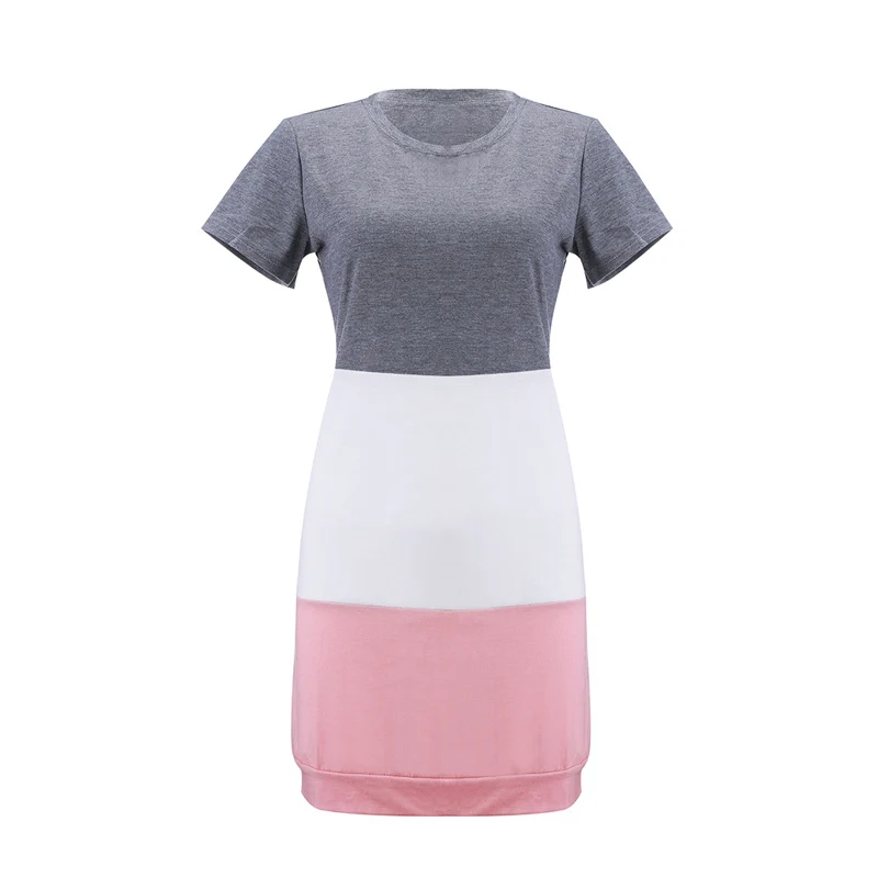 Новое летнее женское платье с коротким рукавом и круглым вырезом в стиле пэчворк