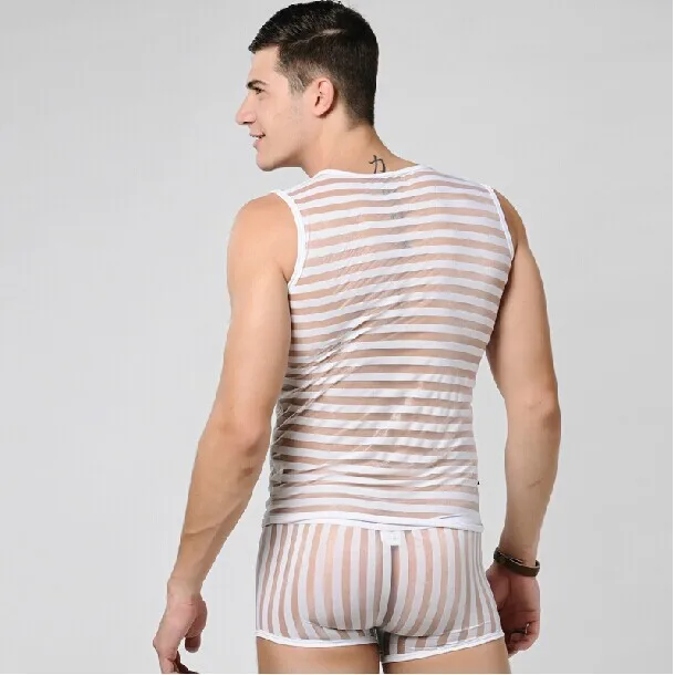 Мужская майка прозрачная мужская Сексуальная рубашка одежда модный жилет (s m l xl) |