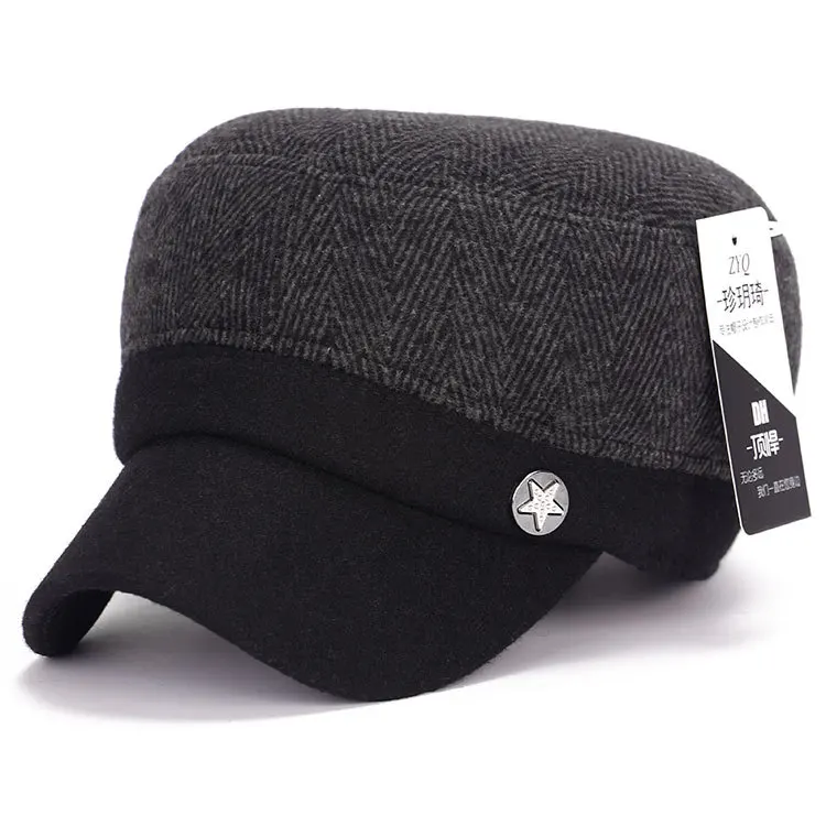 Новое прибытие Зимний теплый шерстяной смешанный плоский Casquette спортивный