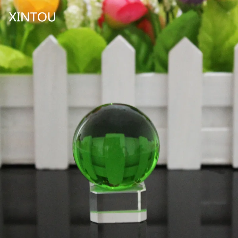 Стеклянный шар фэн шуй 4 см с зеленым кристаллом шарообразные шарики для