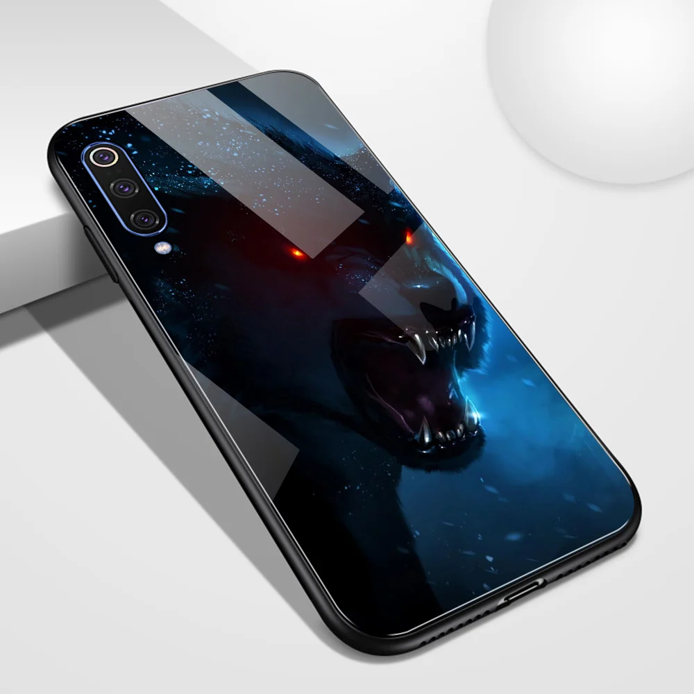 Чехол для Xiaomi Note 7 стеклянная задняя крышка чехол с изображением животного волка