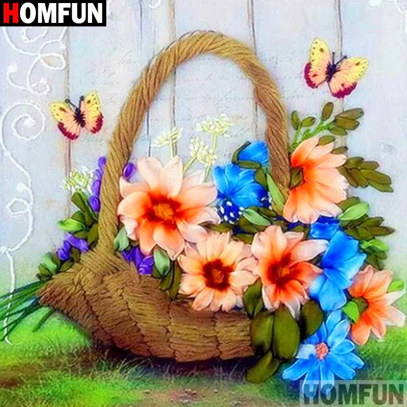 HOMFUN полный квадратный/круглый дрель 5D DIY алмазная живопись &quotЦветочная