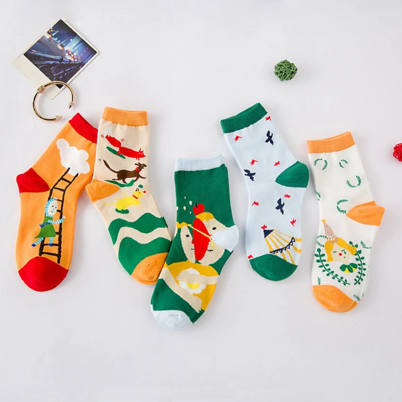 1 шт. модные хлопковые носки для девочек с забавными рисунками из мультфильмов