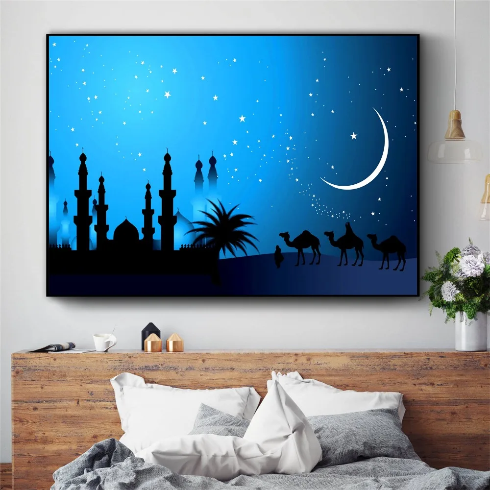 Настенная картина с изображением месяца и звезд|Рисование каллиграфия| |