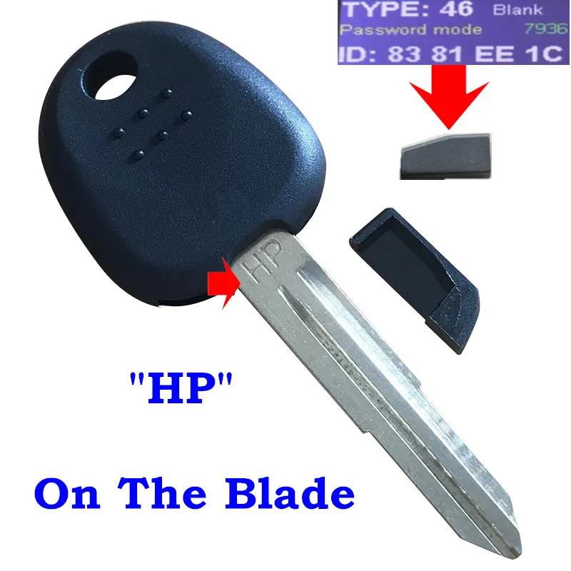 HP Blade with46 Chip Транспондерный ключ ID46 с шипами зажигания для HYUNDAI Accent Coupe Santa Fe Elantra Tucson Getz Lavita Tiburo Verna автомобильный ключ - Цвет: HP Blade with46 Chip