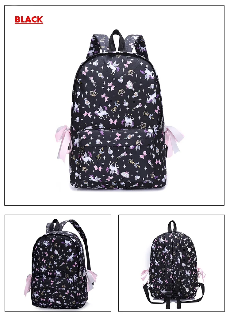 Милый рюкзак с единорогом для женщин Mochila нейлоновый рюкзак с 3D мультяшным принтом школьная сумка для девочек брендовая сумка для книг дорожная сумка Sac A Dos