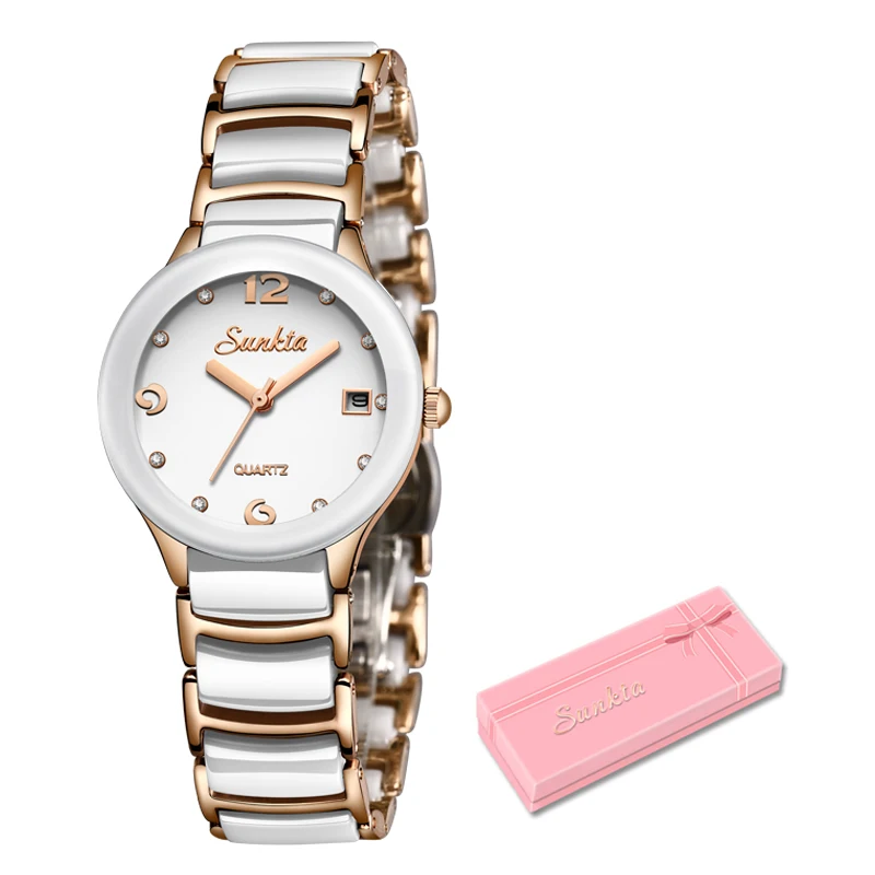 Relogio Feminino SUNKTA Новые розовое золото часы женские кварцевые Топ бренд Роскошные