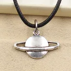 Новый Прочный черный шнур из искусственной кожи с планетами, очаровательный шнур, сделай сам, ожерелье с кулоном в ретро-стиле, Серебряное тибетское в стиле бохо цвет