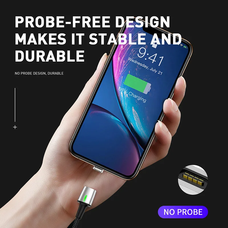 Магнитный кабель Micro USB Baseus для iPhone Samsung адаптер быстрой зарядки магнитное