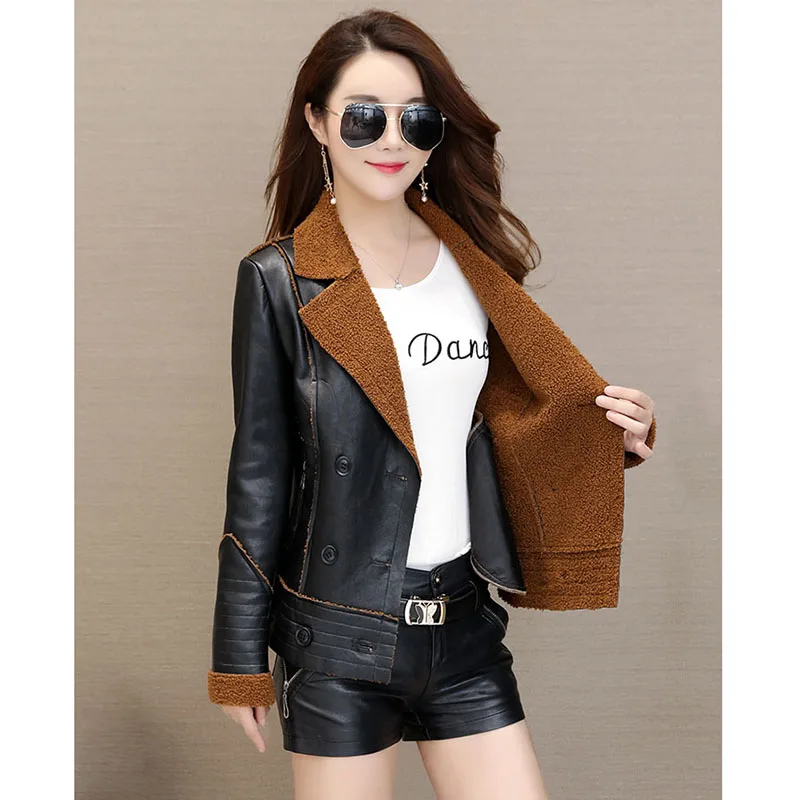 Новинка Осень зима 2018 модная кожаная куртка из искусственной кожи пальто черная