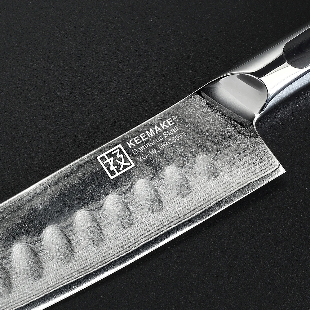KEEMAKE 5 дюймов Кухонные ножи santoku японский Дамаск VG10 Сталь Sharp 60HRC лезвие G10 нож с деревянной ручкой инструменты для резки фруктов