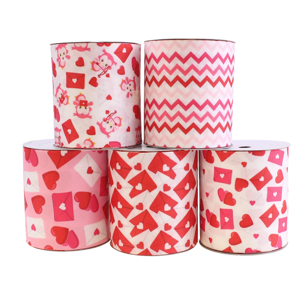 T.R 3 дюйма 75 мм grosgrain лента День святого Валентина сердце для упаковки подарков и