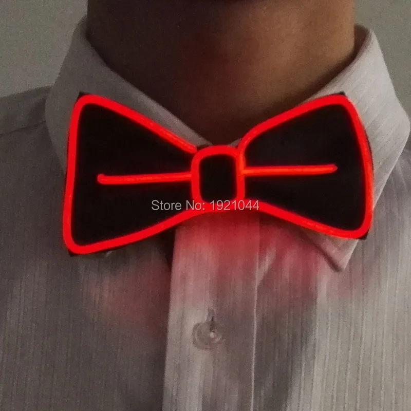 

EL Wire Glowing Bow Tie Voice Control 100pcs Wholesale Led El Wire Light Up Bow Tie for Party Wedding Gift