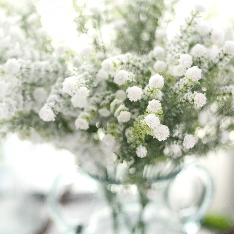 Искусственная ветка Gypsophila белый цветок голова зеленый babysvish для Рождественского