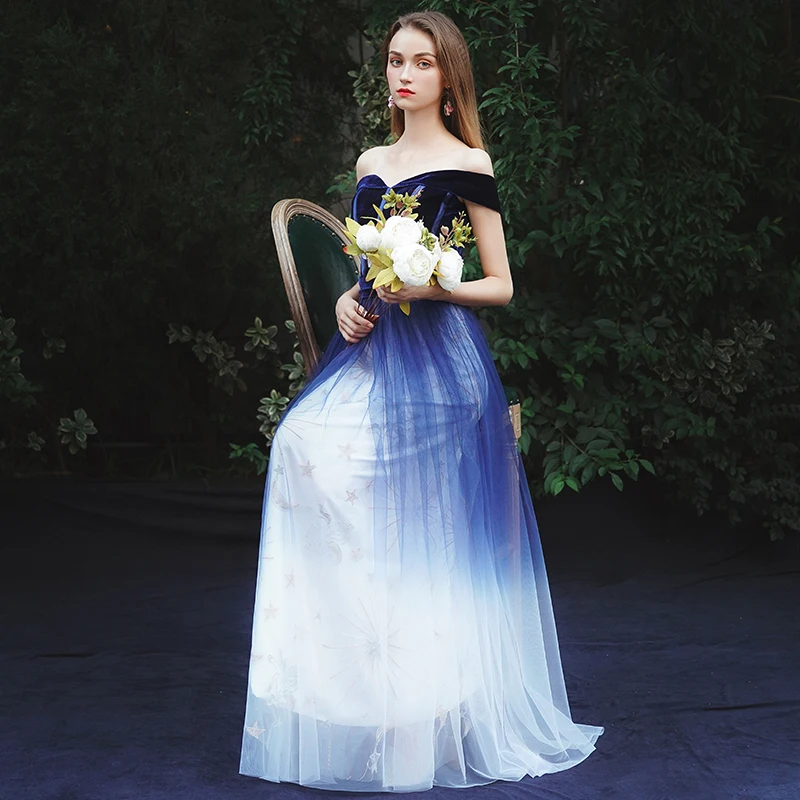 Синие сексуальные велюровые вечерние платья женские элегантные с открытыми