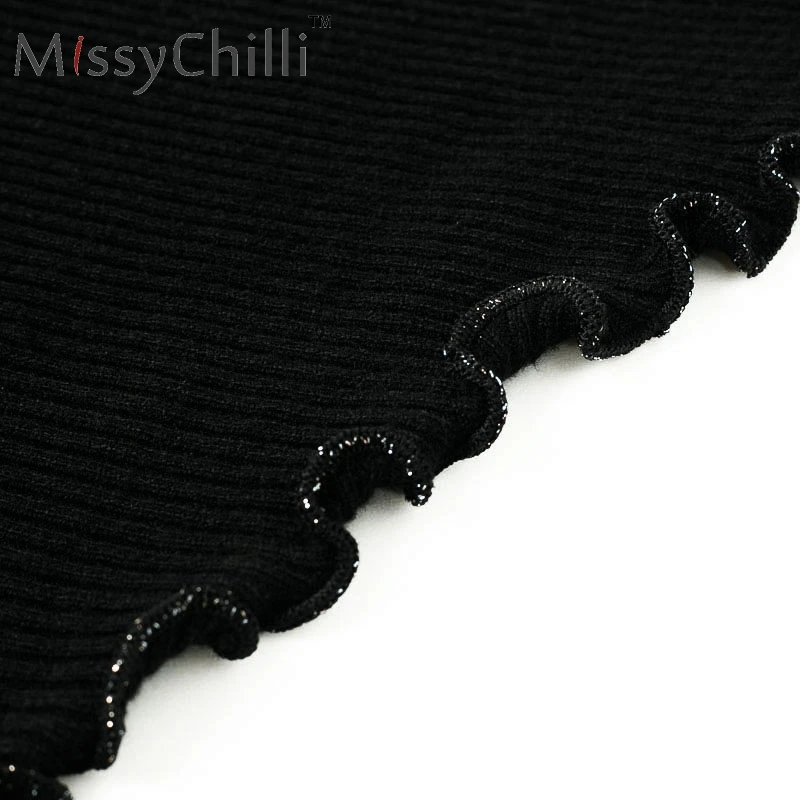 Женский вязаный свитер MissyChilli серый с длинным рукавом и волнистым люрексом |