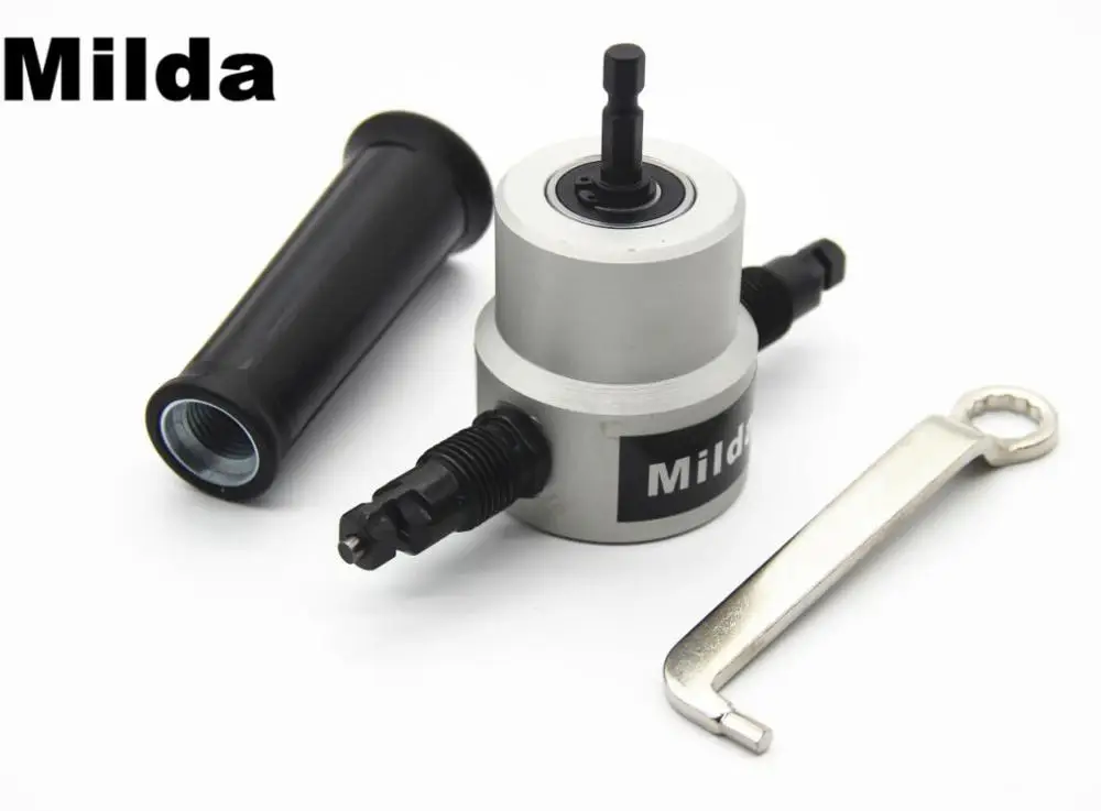 Standard Milda Электрический ниббл для резки металла с двойной головкой лист Ниблер пила Резак Инструмент сверла крепления режущий инструмент Ниблер лист - Цвет: Standard