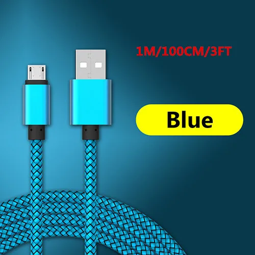 Only 1M blue 20 см нейлон quick charge Micro USB 2,0 Зарядное устройство для Samsung Galaxy J3 J5 J7 j4 j6 j8 s4 s6 Примечание 3 4 moto x lg g2 g3 g4 - Тип штекера: Only 1M blue